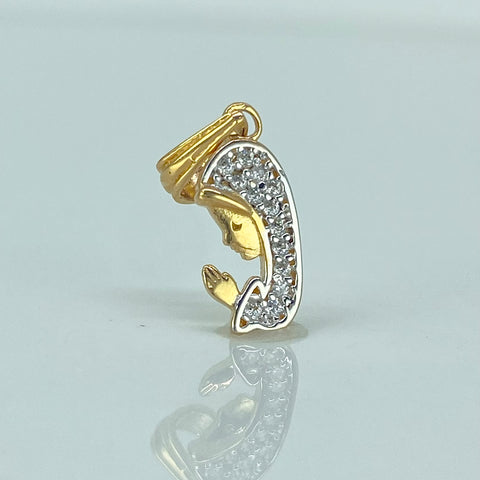 Dije Virgen Maria Circones Blancos Oro amarillo 18k 0,85 Gr / 2 Cm  *