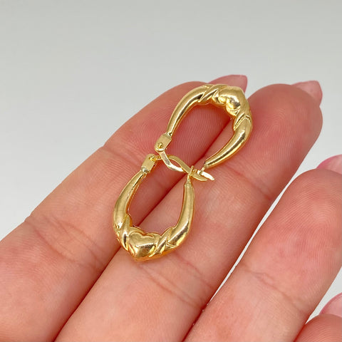 Candongas Corazon Ovalada Oro amarillo 18k 1,45 Gr / 2 Cm *