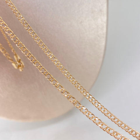 Cadena ● Cubana Doble Oro amarillo 18k 3,2 Gr / 2,6 mm / 60 Cm *