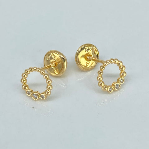 Topos Circulo Circones Blancos Oro amarillo 18k 0,7 Gr / 6,6 mm *