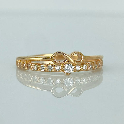 Anillo Churumbela Circones Blancos Infinito Oro amarillo 18k / Talla 6 1/2 / 2,2 Gr *
