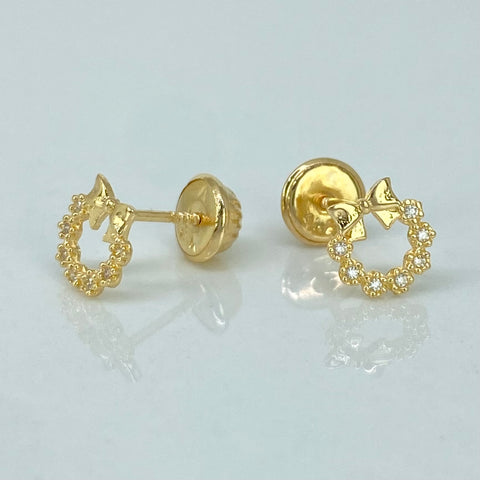 Topos Moño Circones Blancos Oro amarillo 18k 0,75 Gr / 6,3 mm