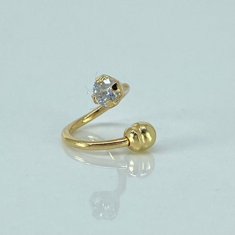Piercing Aro Curvo Circon Blanco / Oro Amarillo 18k (Joya) / 3mm / 0,5gr / 1.2cm / (Labio) †