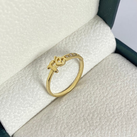 Anillo Fé Circones Blancos Oro amarillo 18k / Talla 7 / 1,72 Gr