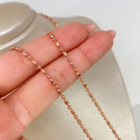 Cadena ● Militar Diamantado Luna Puntos Oro rosa 18k +3 / 9,6 Gr / 2 mm / 60 Cm †