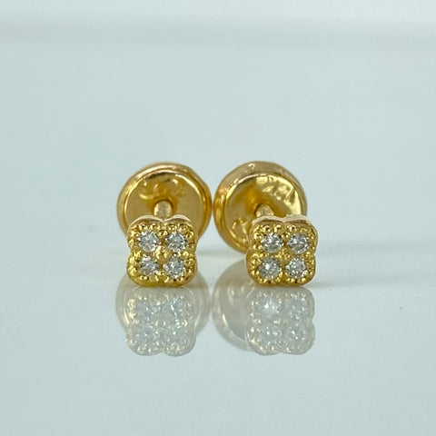 Topos Trebol Diamantes 7PTS Oro amarillo 1 Gr / 3,8 mm