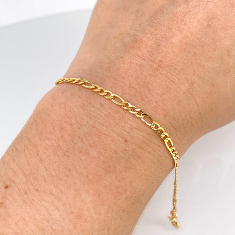 Pulso ● Tres Por Uno 3x1 Oro amarillo 18k +1 / 1,78 Gr / 3 mm / 19 Cm *