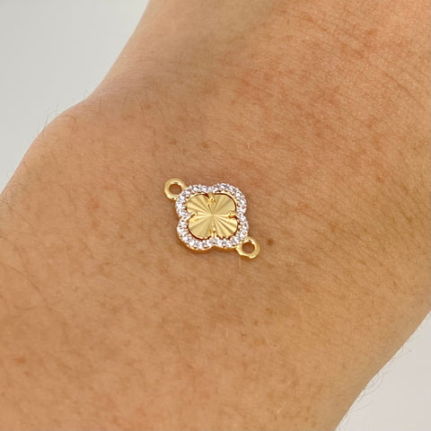 Herraje Trebol Circones Blancos Oro amarillo y Oro blanco 18k 0,62 Gr / 1,5 Cm  *