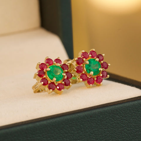 Topos Flor Rubies 73PTS / ESM 54PTS POR FABRICACION Oro amarillo 3,8 Gr *