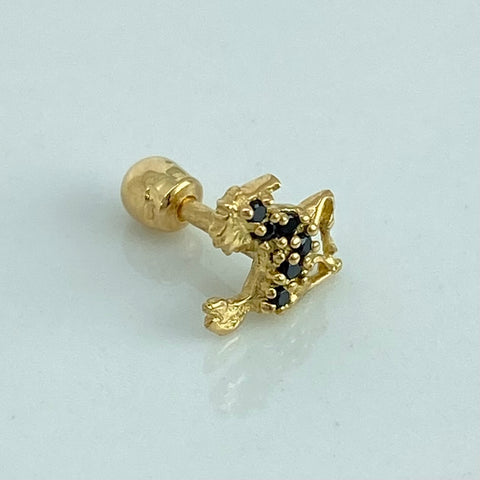 Piercing Caballo Circones Negros / Oro amarillo 18k ( Joyas ) / 0,53 Gr / 6.5mm / (Oreja)