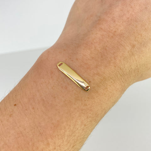 Herraje Placa Rectangular Curva Oro amarillo 18k 0,4 Gr / 2,2 Cm *