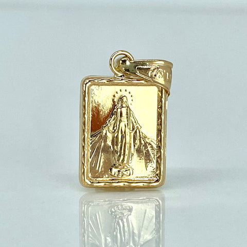 Dije Placa Rectangular Virgen Milagrosa Oro amarillo 0,95 Gr / 2,2 Cm †