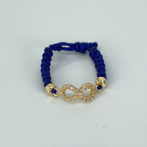 Pulsera tejida Herraje Infinito Circones BD 2uni 4mm Hilo Azul Oro amarillo 18k 0,85 Gr *