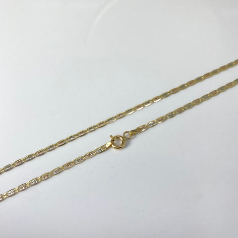 Cadena Italy Plana Diamantada Tres oros 18k 2,96 Gr / 2 mm / 40,5 Cm *