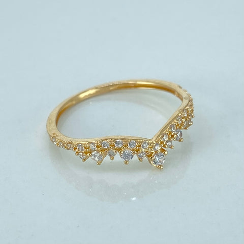 Anillo 15años Tiara Circones Blancos Oro amarillo / Talla 6 3/4 / 1,33 Gr