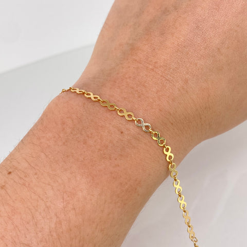 Pulso ● Infinito Oro amarillo 18k +3 / 2,15 Gr / 3,1 mm / 18,5 Cm *