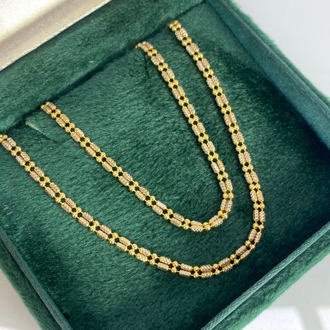 Cadena Italy Punto Cuadrado Oro amarillo y Oro blanco 18k +3 / 9,34 Gr / 2,6 mm / 50 Cm *