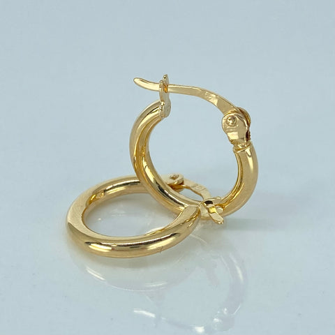 Candongas Redondas Lisas Oro amarillo 18k 1,27 Gr / 1,5 Cm
