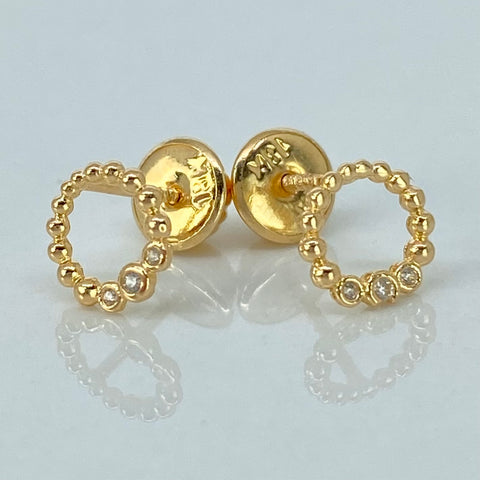 Topos Circulo Circones Blancos Oro amarillo 18k 0,7 Gr / 7 mm †