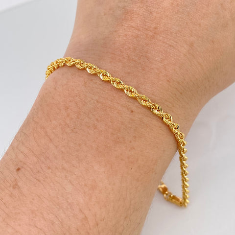 Pulso ● Lazo Oro amarillo 18k +1 / 2,92 Gr / 3,1 mm / 19 Cm *
