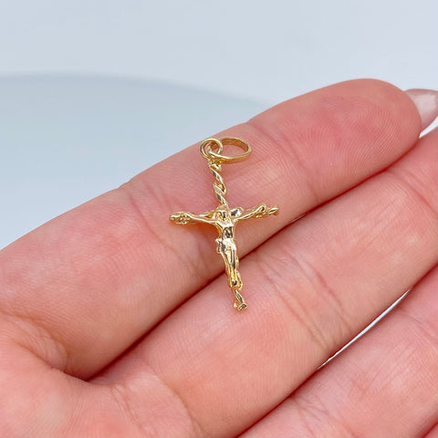 Dije Cruz Entorchada Cristo Oro amarillo 18k 1,23 Gr / 2,7 Cm  *