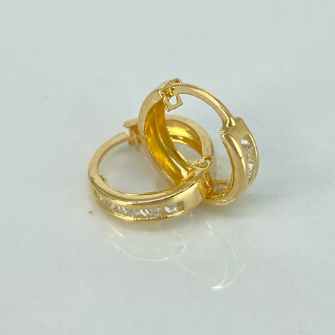 Candongas Circones Blancos Oro amarillo 18k 0,9 Gr / 1,1 Cm *