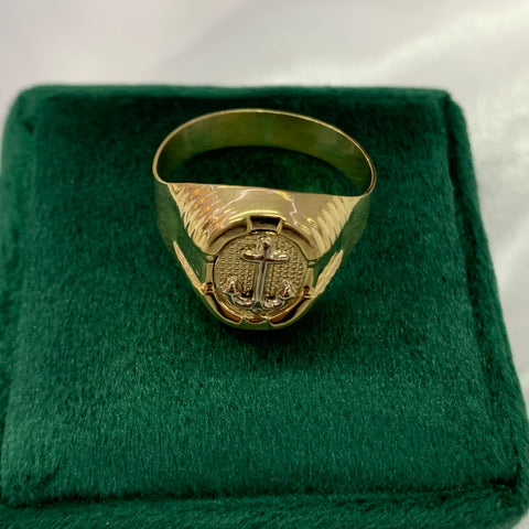 Anillo Ancla Oro amarillo y Oro blanco 18k / Talla 10 1/4 / 3,93 Gr