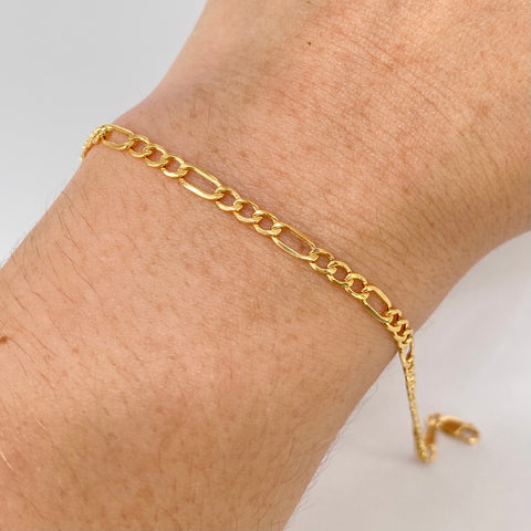 Pulso ● Tres Por Uno 3x1 Oro amarillo 18k +1 / 1,95 Gr / 3,1 mm / 19,5 Cm *