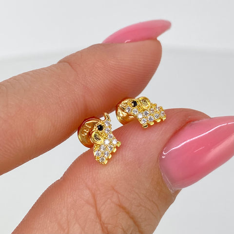 Topos Elefante Circones Blancos  Oro amarillo 18k 0,95 Gr / 5 mm