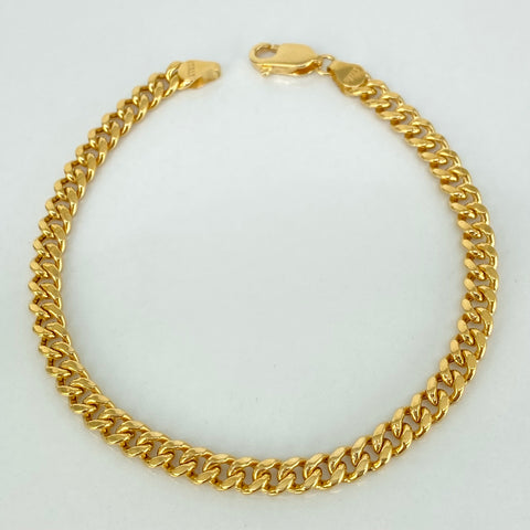 Pulso ● Cubano Oro amarillo 18k +1 / 5,62 Gr / 4,6 mm / 19,2 Cm *