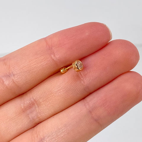 Piercing Bisel Circon Blanco / Oro Amarillo 18k (Joya) / 4mm / 0,38gr / 1.1cm / (Oreja) †