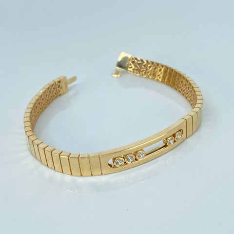 Pulso ● MSS Circones Blancos Oro amarillo 18k +3 / 12,05 Gr / 6,8 mm / 16,8 Cm *
