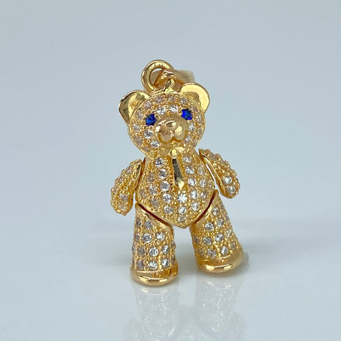 Dije Oso Articulado Circones Blancos Azules Oro amarillo 4,68 Gr / 2,8 Cm