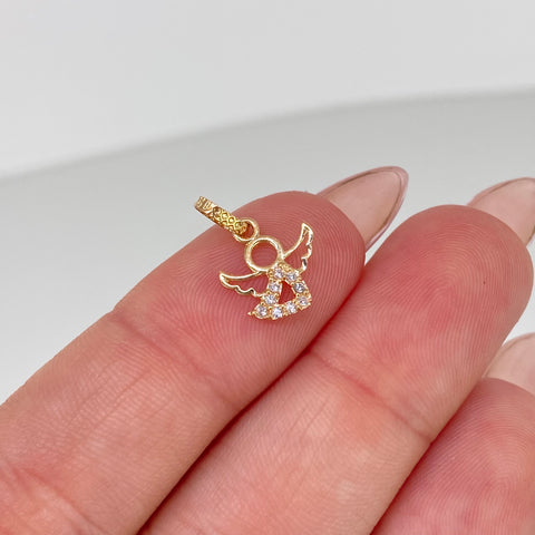 Dije Angel Circones Blancos Oro amarillo 0,37 Gr / 1,4 Cm †