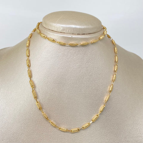 Cadena Rustica Eslabones Diamantados Oro amarillo 18k 7,12 Gr / 3,3 mm / 60 Cm †
