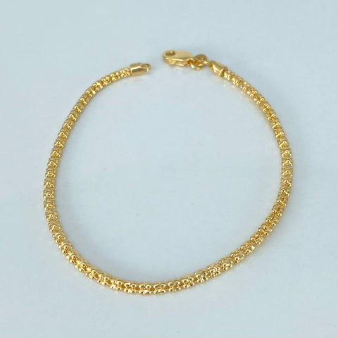 Pulso ● Punto Cuadrado Diamantado Oro amarillo 18k +3 / 4,96 Gr / 2,5 mm / 19,3 Cm †
