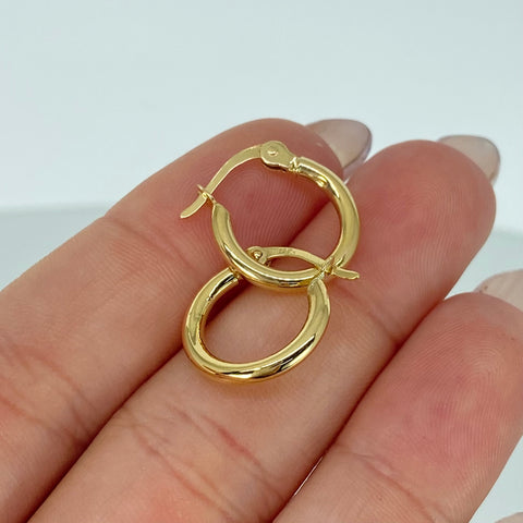 Candongas Redondas Lisas Oro amarillo 18k 1,26 Gr / 1,5 Cm  *