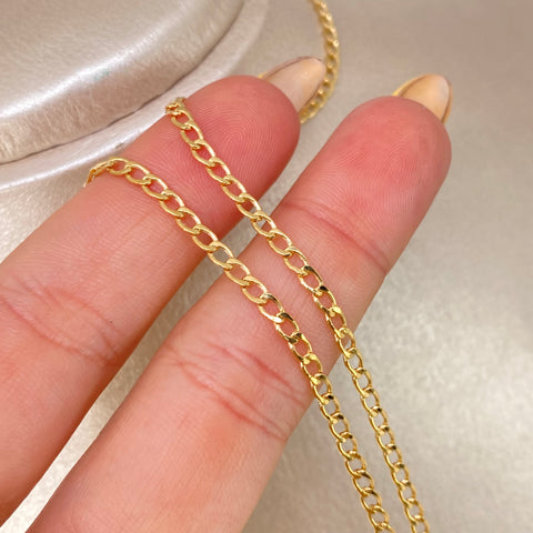 Cadena ● Cubana Oro amarillo 18k 2,61 Gr / 2,4 mm / 50 Cm