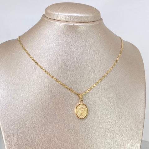 Set Cadena ● China + Dije Rostro Jesus Oro amarillo 18k 3,65 Gr / 1,7 mm / 60 Cm †