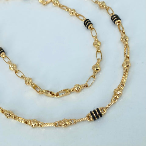 Cadena Rustica Bolas Diamantadas Caucho Negro Oro amarillo 10,80 Gr / 4 mm / 60 Cm †