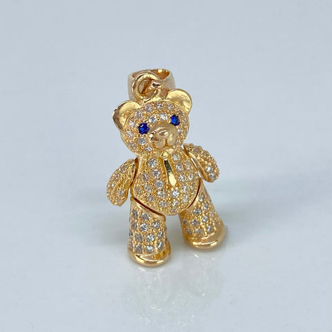 Dije Oso Articulado Circones Blancos Azules Oro amarillo 4,68 Gr / 2,8 Cm