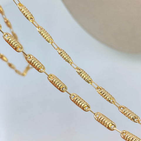 Cadena Rustico Cilindros Oro amarillo 18k 7,75 Gr / 3,3 mm / 60 Cm †