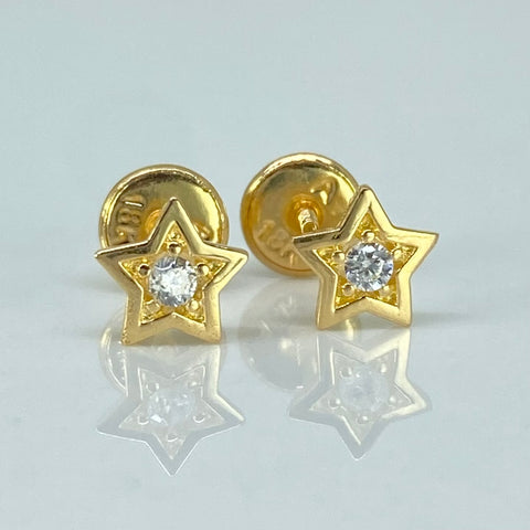 Topos Estrellas Circones Blancos Oro amarillo 18k 0,75 Gr / 6 mm *