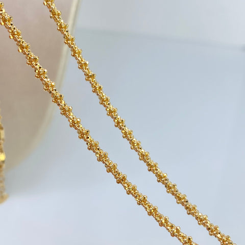 Cadena Cordón Mini Militar Diamantada Oro amarillo 18k +3 / 10 Gr / 2,5 mm / 50 Cm †