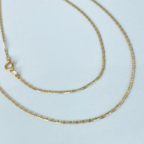 Cadena ● Escalera Plana Diamantada Tres oros 18k 1,46 Gr / 1,3 mm / 50 Cm