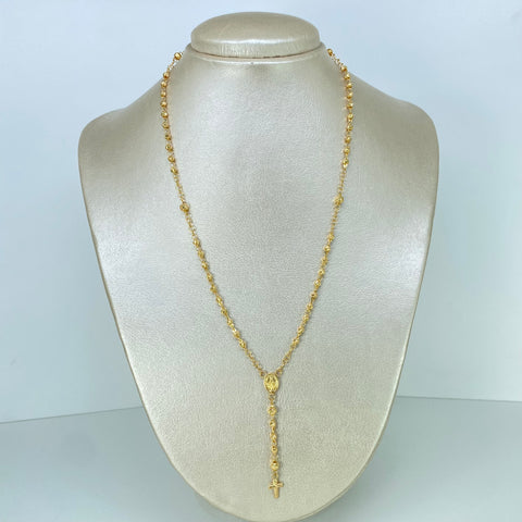 Rosario Virgen Milagrosa Bolas Diamantadas 4/3mm Oro amarillo 5,47 Gr / 45 Cm *