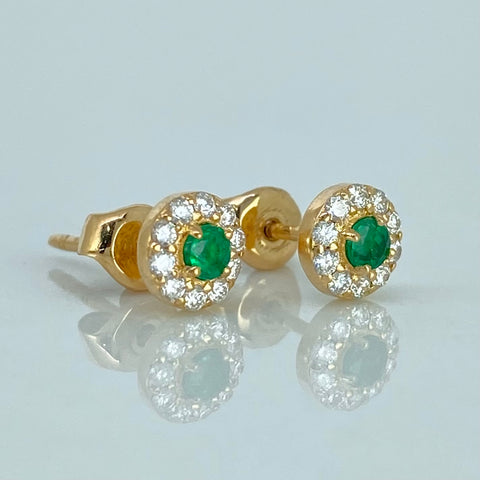 Topos Esmeraldas 15PTS / Diamantes 17PTS Oro amarillo 1,25 Gr / 5,5 mm *