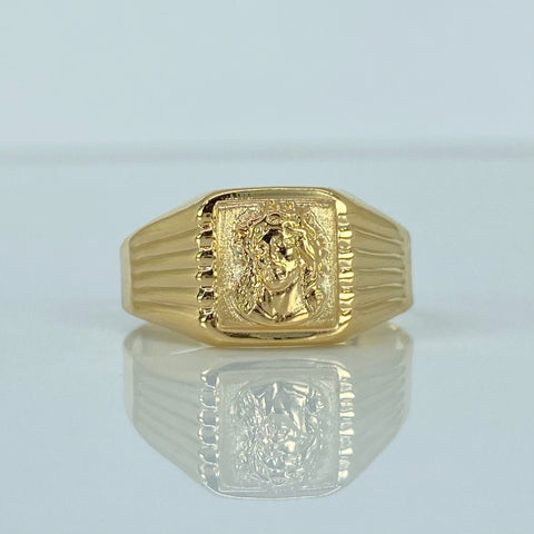 Anillo Sello Rostro Cristo Oro amarillo 18k / Talla 11 / 2,15 Gr