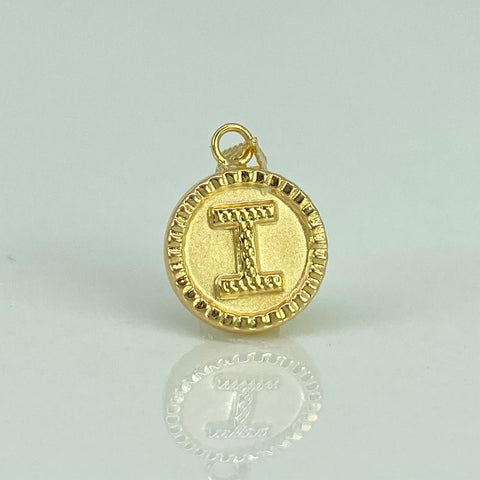 Dije Letra I Diamantada Oro amarillo 18k 0,63 Gr / 1,8 Cm  *
