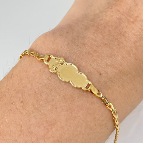 Pulso bebé Placa Nube Divino Niño Espiga Oro amarillo 18k 1,65 Gr / 3 mm / 15,8 Cm *